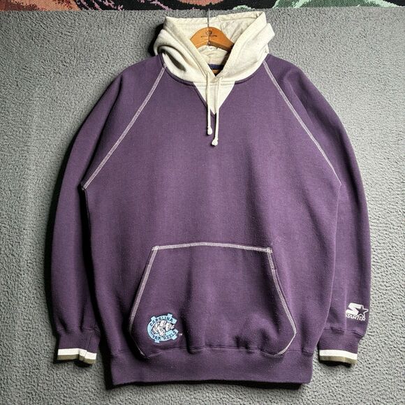 VTG 90s Starter Carolina Tar Heels Hoodie Sweatshirt Embroidered Men’s Large - Picture 1 of 7